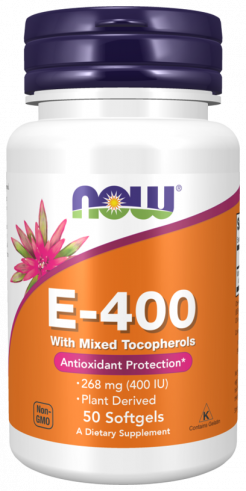 NOW Vitamin E, Натуральный Витамин Е, 50 капсул