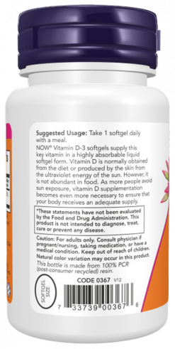NOW High Potency Vitamin D-3 2000 IU, Высокоэффективный витамин Д-3 2000 МЕ, 120 капсул