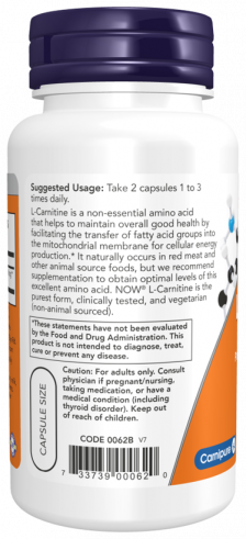 NOW L-Carnitine, L-Карнитин, 60 капсул