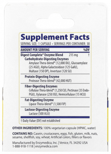 Enzymedica Дайджест комплит, 30 капсул