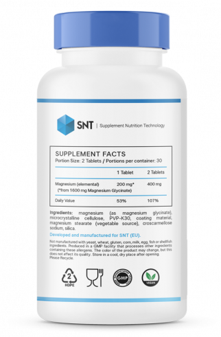 SNT Magnesium Glycinate, Магния Глицинат, 60 таблеток