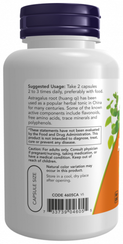 NOW Astragalus 500 mg, Астрагал 500 мг, 100 капсул