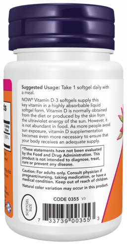 NOW Vitamin D-3 2000 IU, 120 капсул