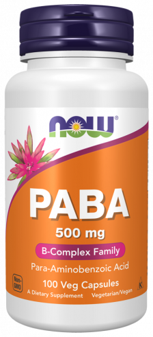 NOW PABA 500 mg, Парааминобензойная кислота (PABA), 100 капсул