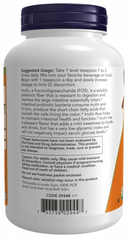 NOW Инулин - пребиотик, 227 грамм