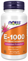 NOW Vitamin E, Натуральный Витамин Е, 50 капсул