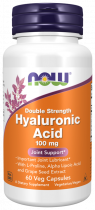 NOW Double Strength Hyaluronic Acid 100 mg, Двойная сила Гиалуроновой кислоты 100 мг, 60 капсул
