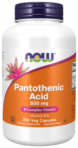 NOW Pantothenic Acid, Пантотеновая кислота, 250 капсул