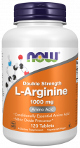 NOW Double Strength Arginine 1000 mg, Аргинин Двойная сила 1000 мг, 120 таблеток