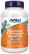 NOW Magnesium &amp; Potassium Aspartate, Аспартат Магния и Калия, 120 капсул